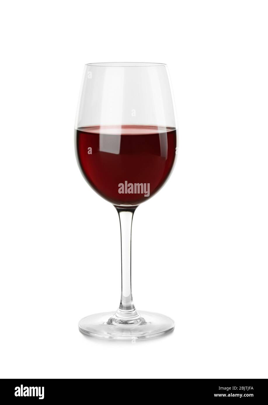 Verre à vin rouge sur fond blanc Banque D'Images