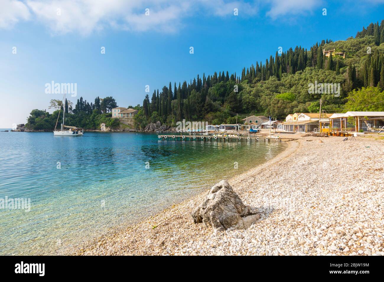 Plage à Agni Bay, Corfou, Grèce Banque D'Images