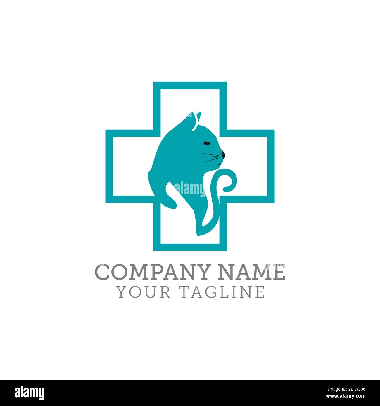 Logo PET Clinic, chat avec symbole croisé Illustration de Vecteur