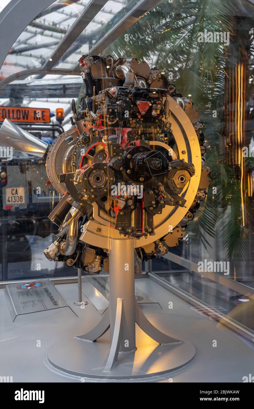 3 février 2020 - Salzbourg, Autriche: Pratt Whitney double Wasp Engine dans le hall Flying Bulls Hangar-7 Banque D'Images
