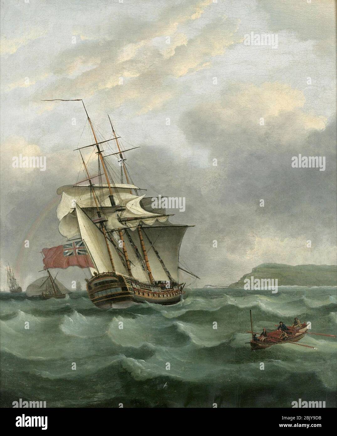 HMS Winterton approchant Douvres, par Thomas Whitcombe. Banque D'Images