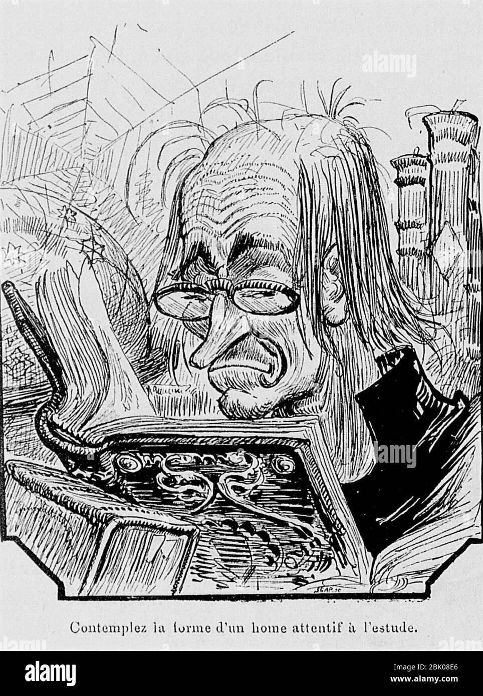 Homme édiant - Teers Livre de Rabelais illustraé par Albert Robida, chap. XXXI. Banque D'Images