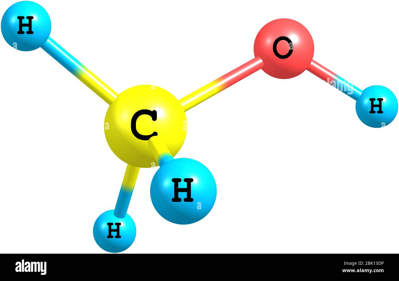 Le méthanol est l'alcool le plus simple et est un liquide clair, volatil et incolore dont l'odeur est très semblable à celle de l'éthanol. Banque D'Images