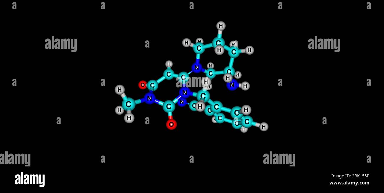 L’alogliptine est un médicament antidiabétique administré par voie orale dans la classe inhibiteur DPP-4. illustration tridimensionnelle Banque D'Images