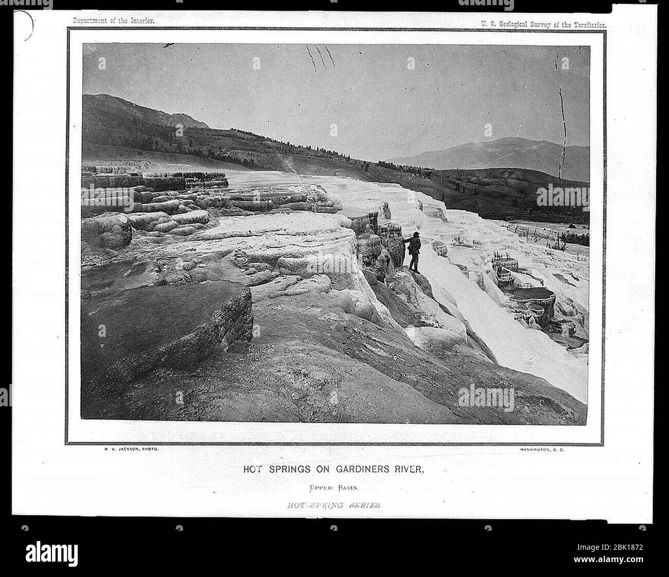 Sources chaudes sur la rivière Gardiners, bassin supérieur - W.H. Photo de Jackson. Banque D'Images