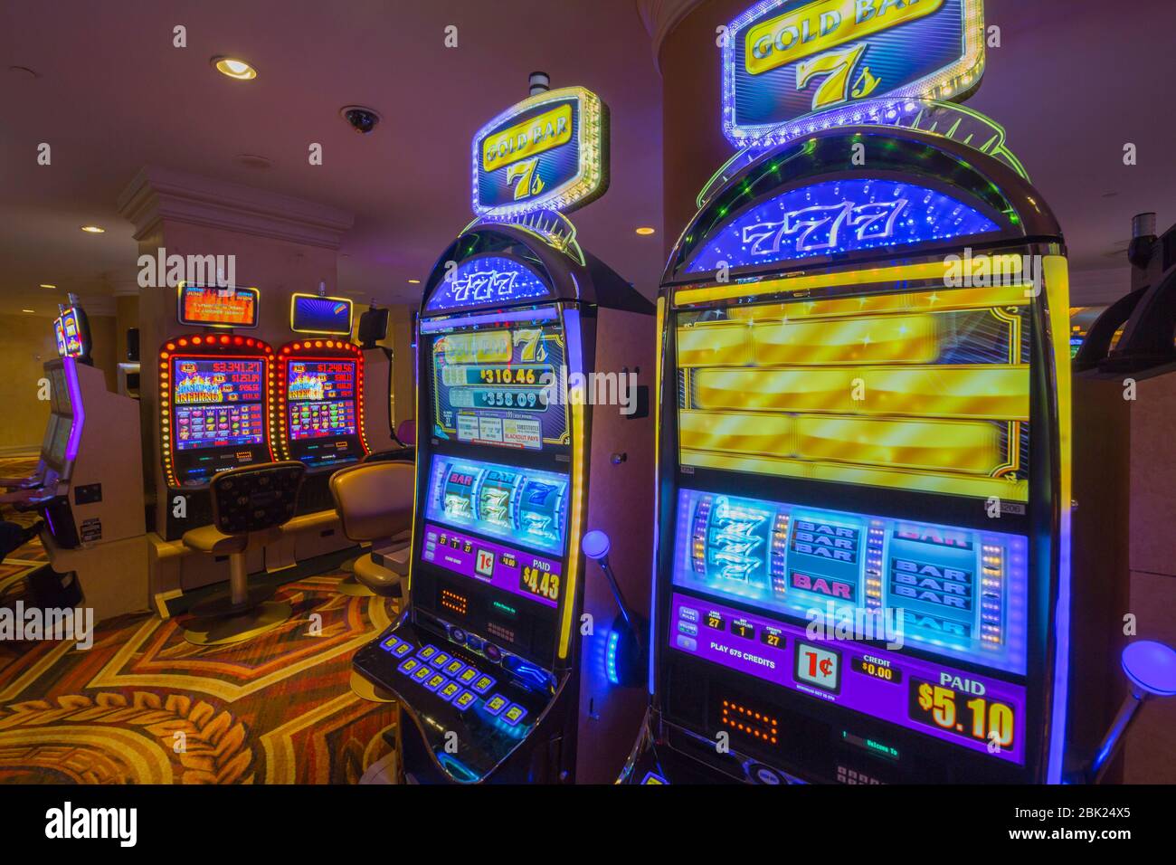 Machines de jeux de hasard à Caesars Palace Hotel and Casino, Las Vegas, Nevada, Etats-Unis, Amérique du Nord Banque D'Images