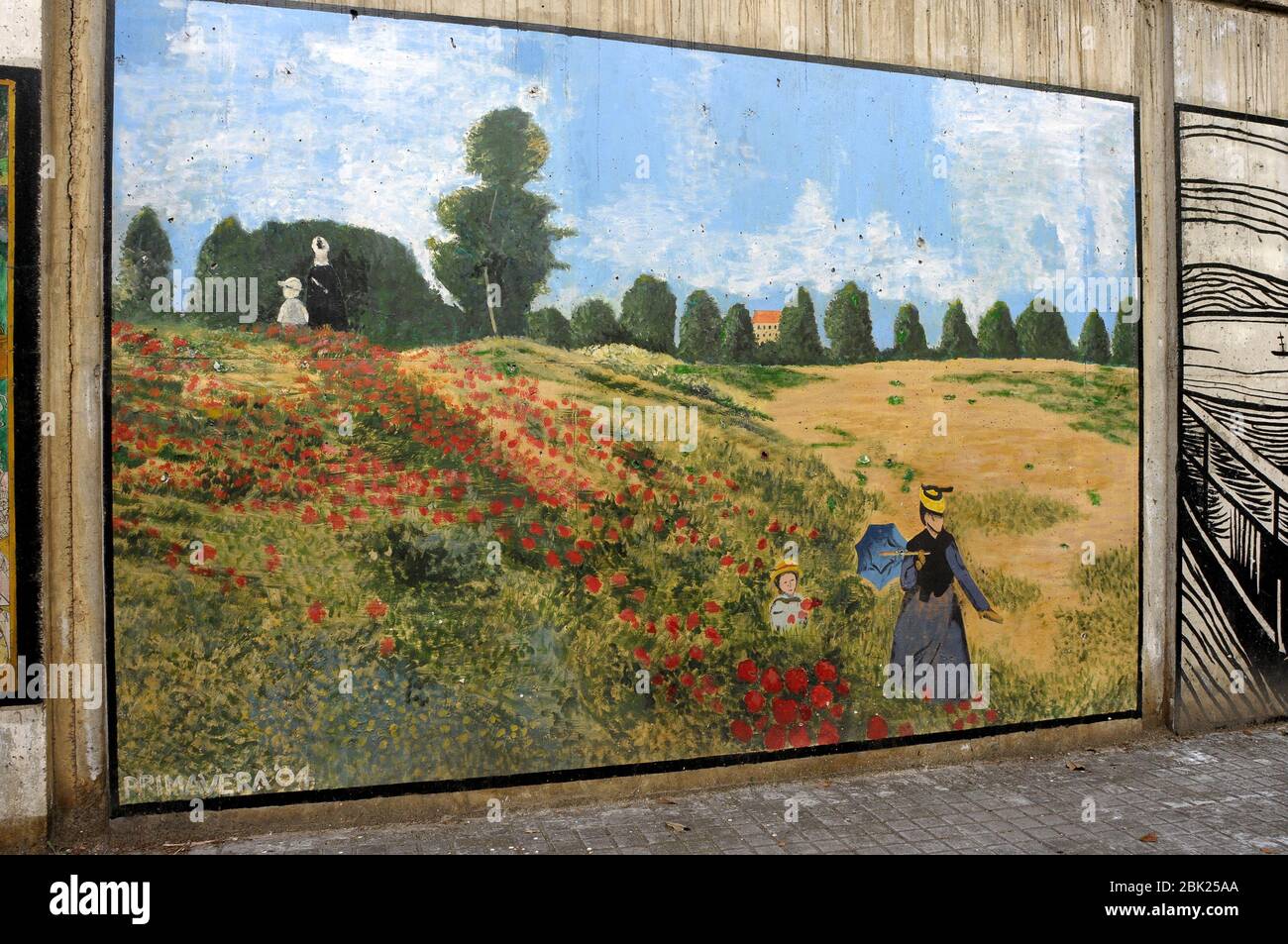 Les coquelicots , la peinture du Cluade Monet sur la rue, l'art de la rue , la peinture célèbre Banque D'Images