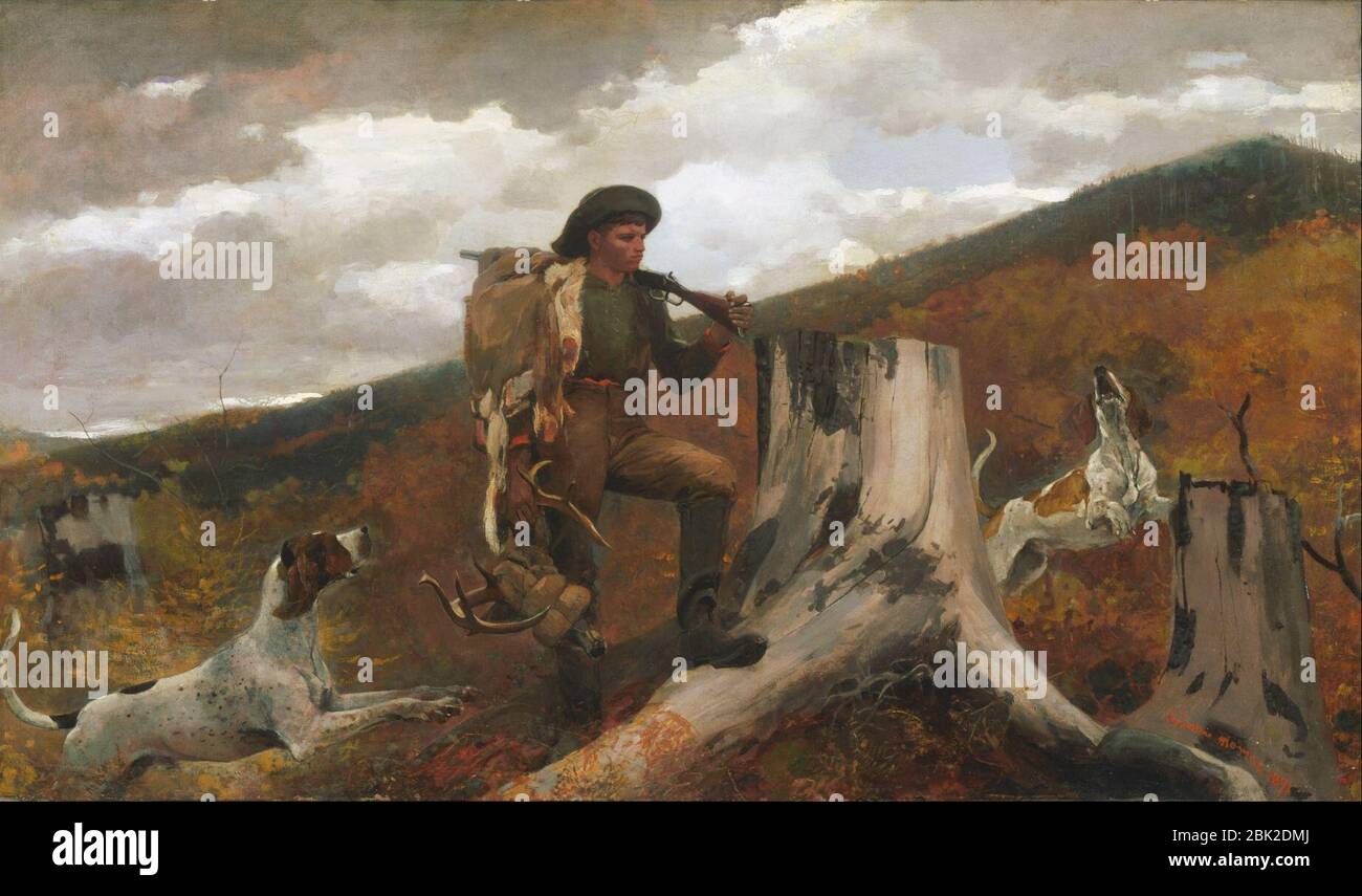 Winslow Homer, Cuisine américaine - un Chasseur et chiens Banque D'Images