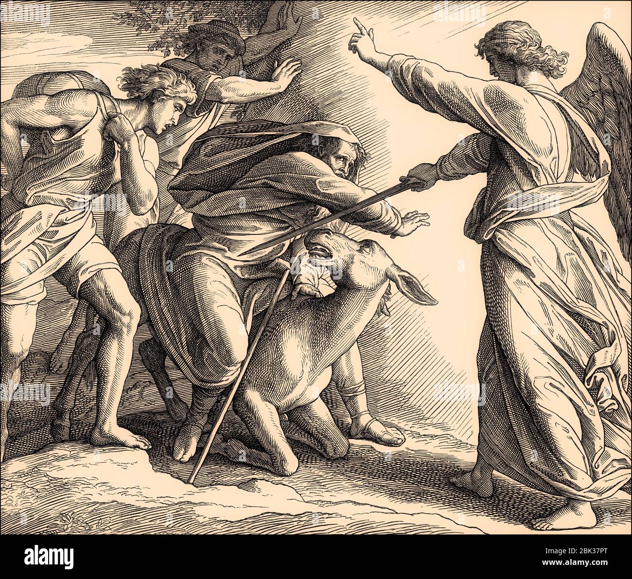 Balaam et l'ange, le Donkey de Balaam, ancien Testament, par Julius Schnorr von Carolsfeld, 1860 Banque D'Images