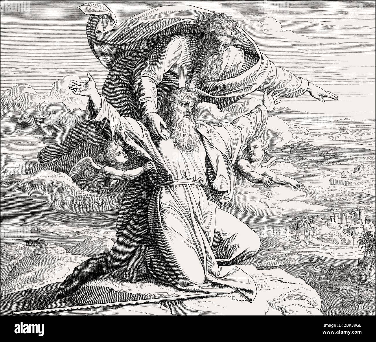 Dieu montre à Moïse la terre promise, ancien Testament, par Julius Schnorr von Carolsfeld, 1860 Banque D'Images
