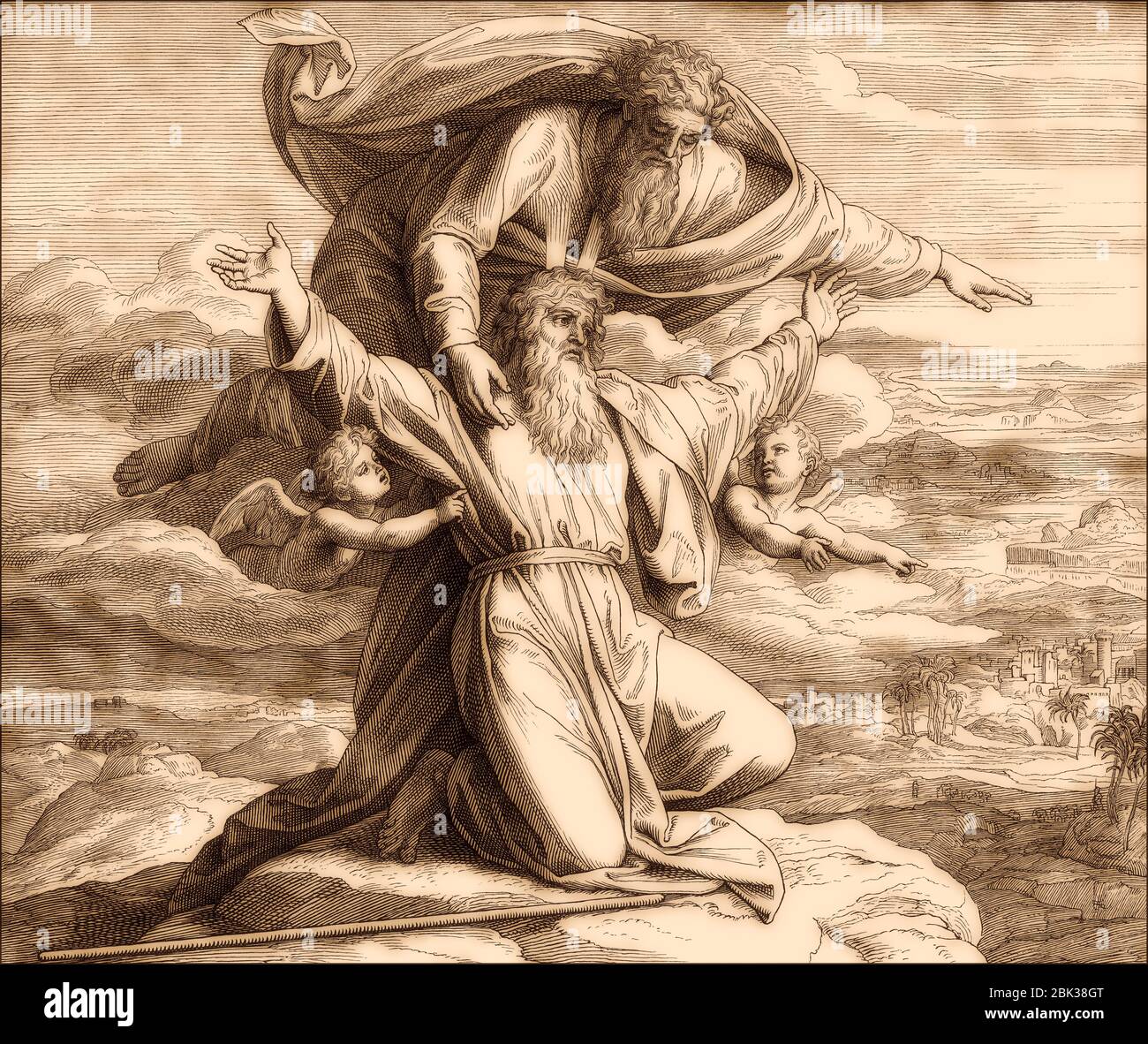 Dieu montre à Moïse la terre promise, ancien Testament, par Julius Schnorr von Carolsfeld, 1860 Banque D'Images