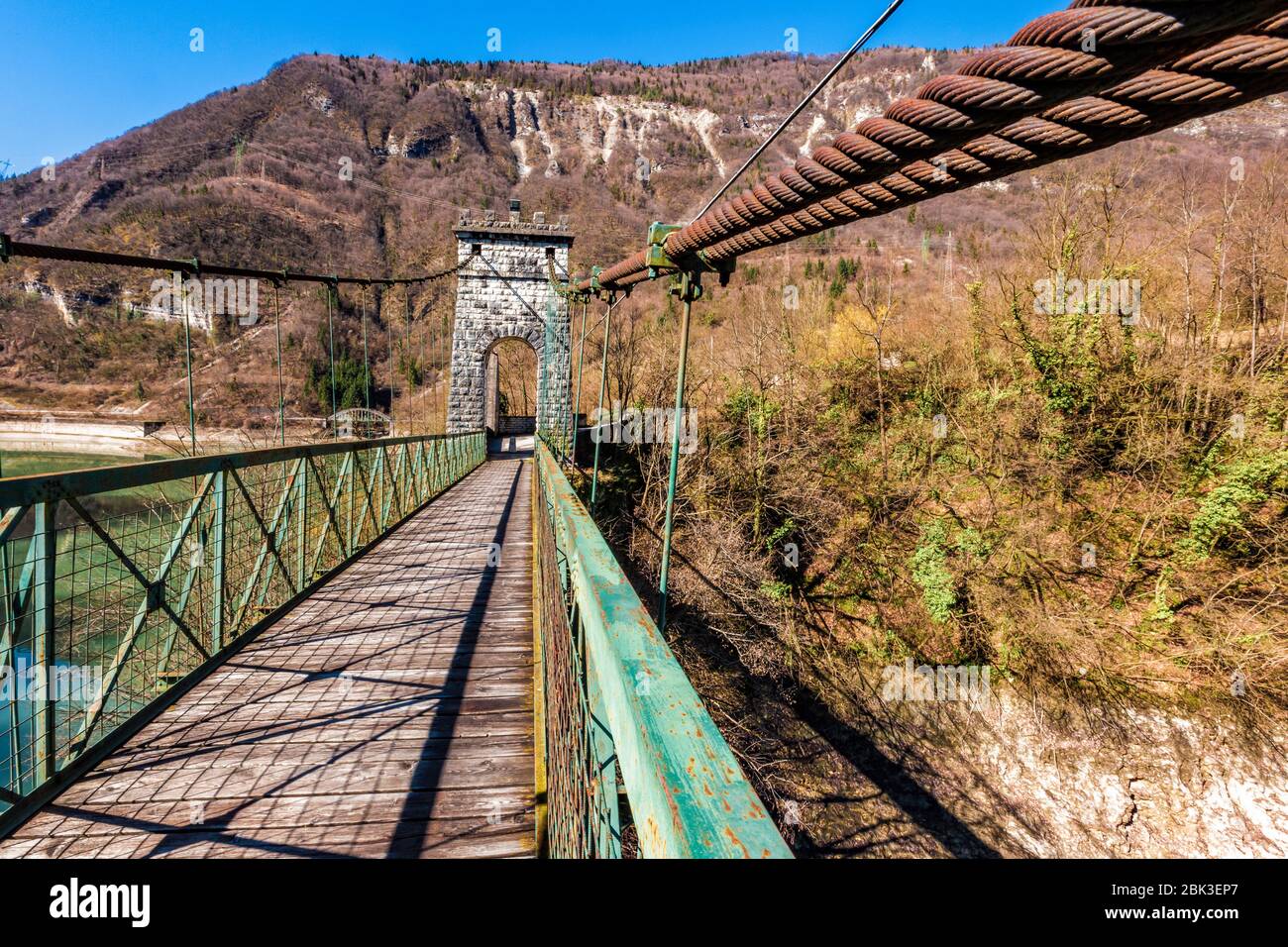 Italie Veneto - Lac de Corlo ou Lac Arsiè - Ponte della Vittoria Banque D'Images