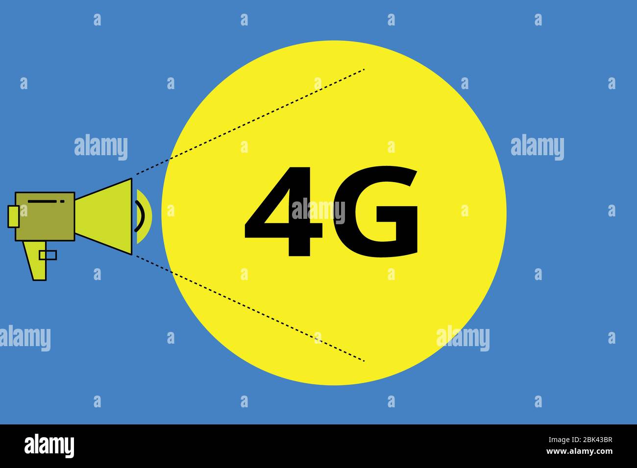 Texte écrit 4 G. Photo d'affaires présentant la norme de communication mobile accès Internet sans fil à une vitesse élevée Megaphone avec Pitch Power le Banque D'Images