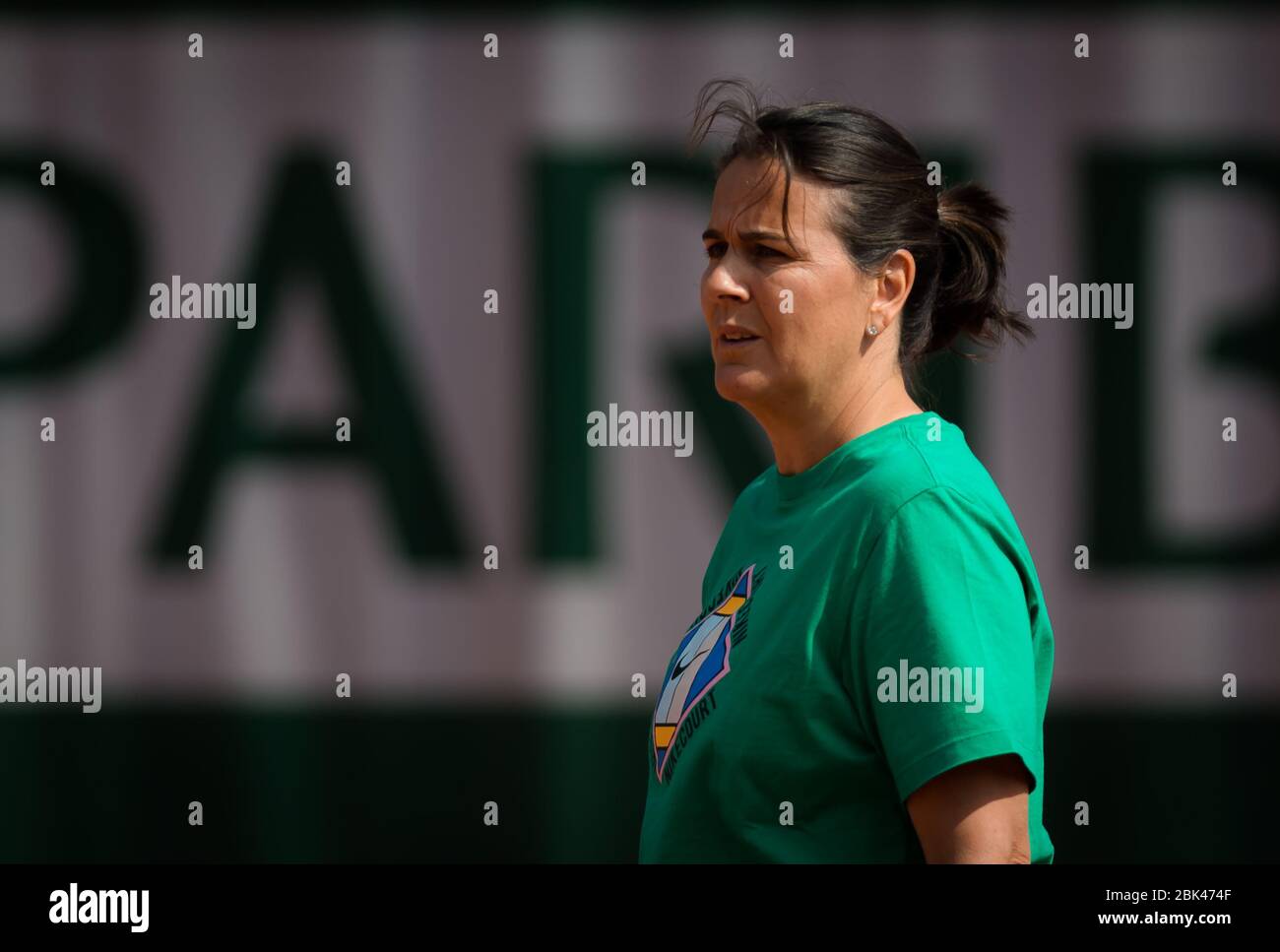 Conchita Martinez pendant la pratique au tournoi de tennis Roland Garros Grand Chelem 2019 Banque D'Images