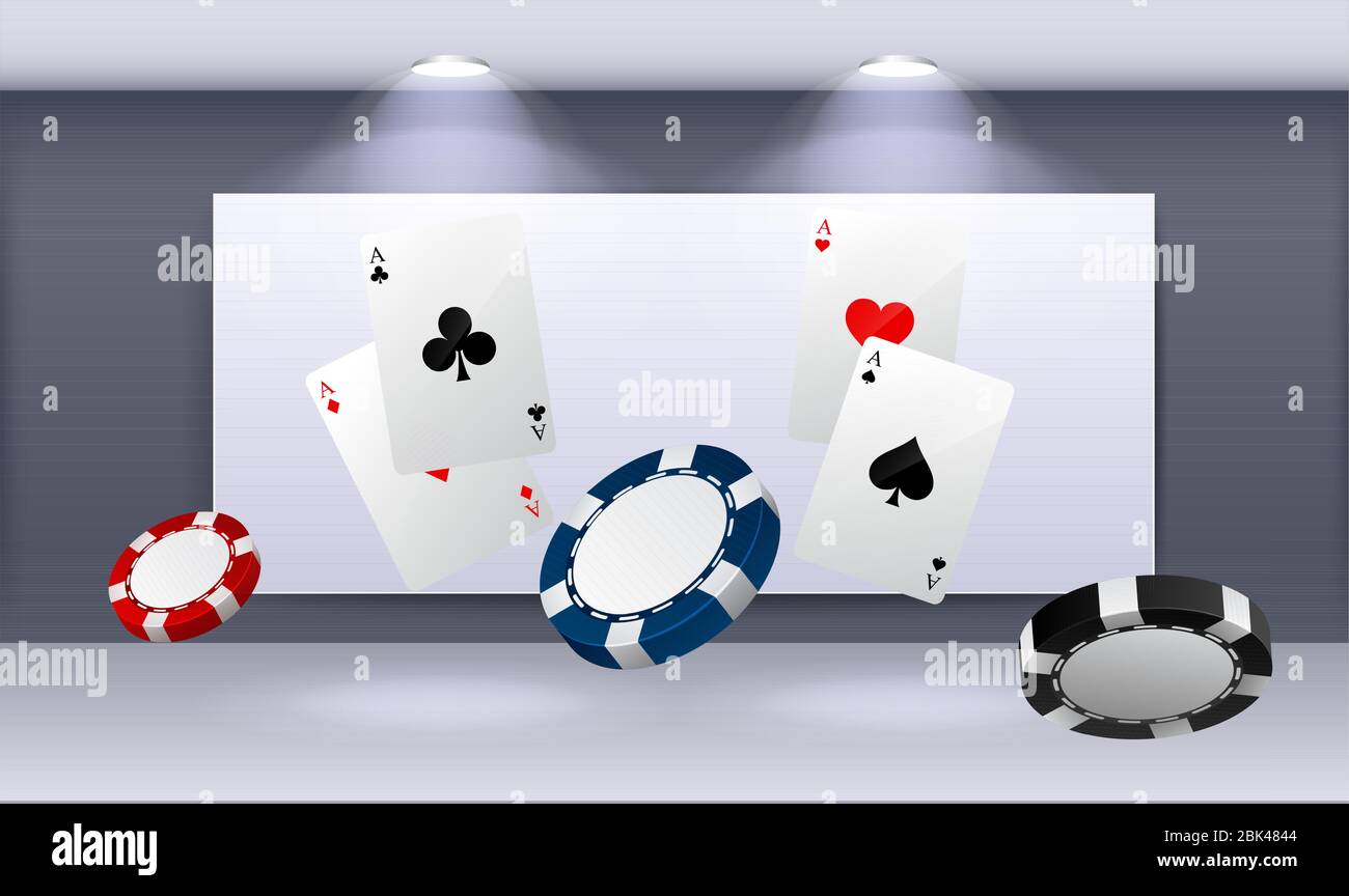quatre as et jetons de poker est dans la salle Illustration de Vecteur