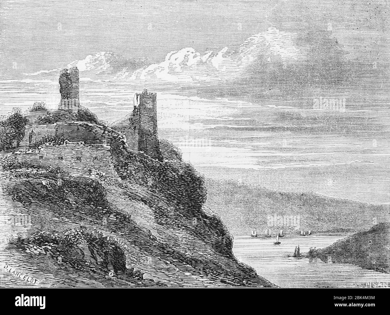 Ruines de Liebenstein, le Rhin par Victor Hugo, Paris vers 1843 Banque D'Images