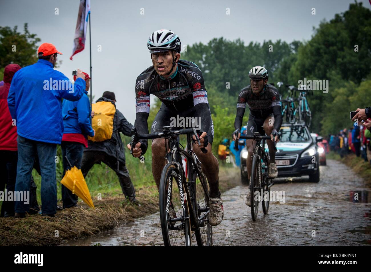 2014 Tour de France Stage 5. Ypres - Arenberg porte du Hainaut. Michal Kwiatkowski. Banque D'Images