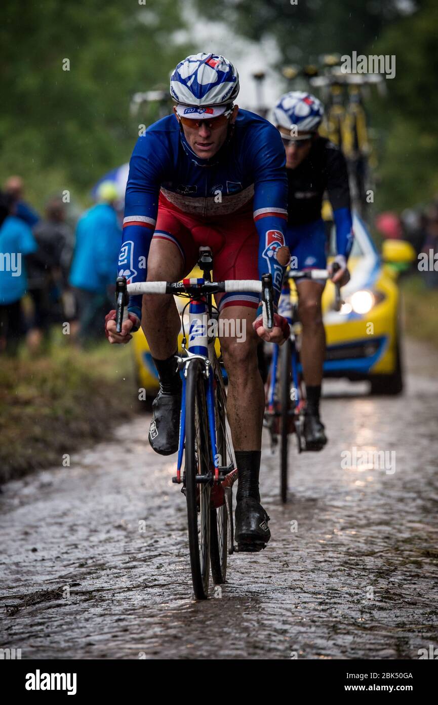 2014 Tour de France Stage 5. Ypres - Arenberg porte du Hainaut. Arnaud Demare. Banque D'Images