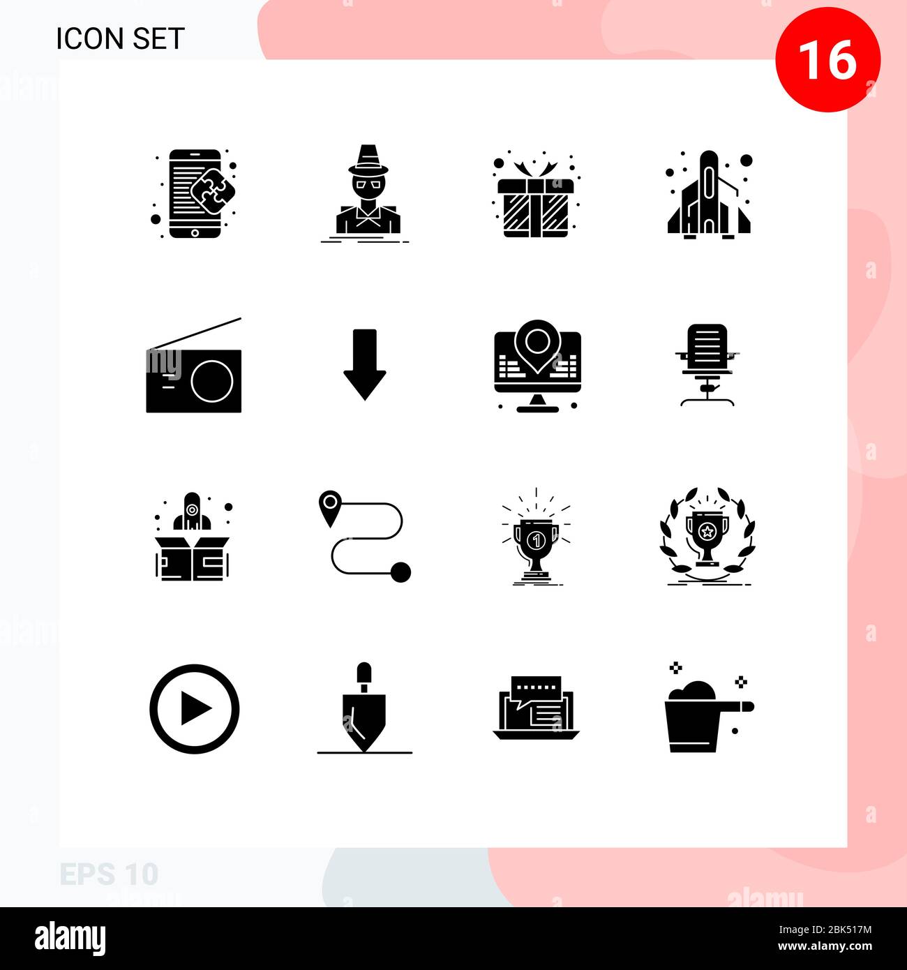 16 symboles de jeu, de plaisir, de espion, de roquette, d'amour Editable Vector Design Elements Illustration de Vecteur