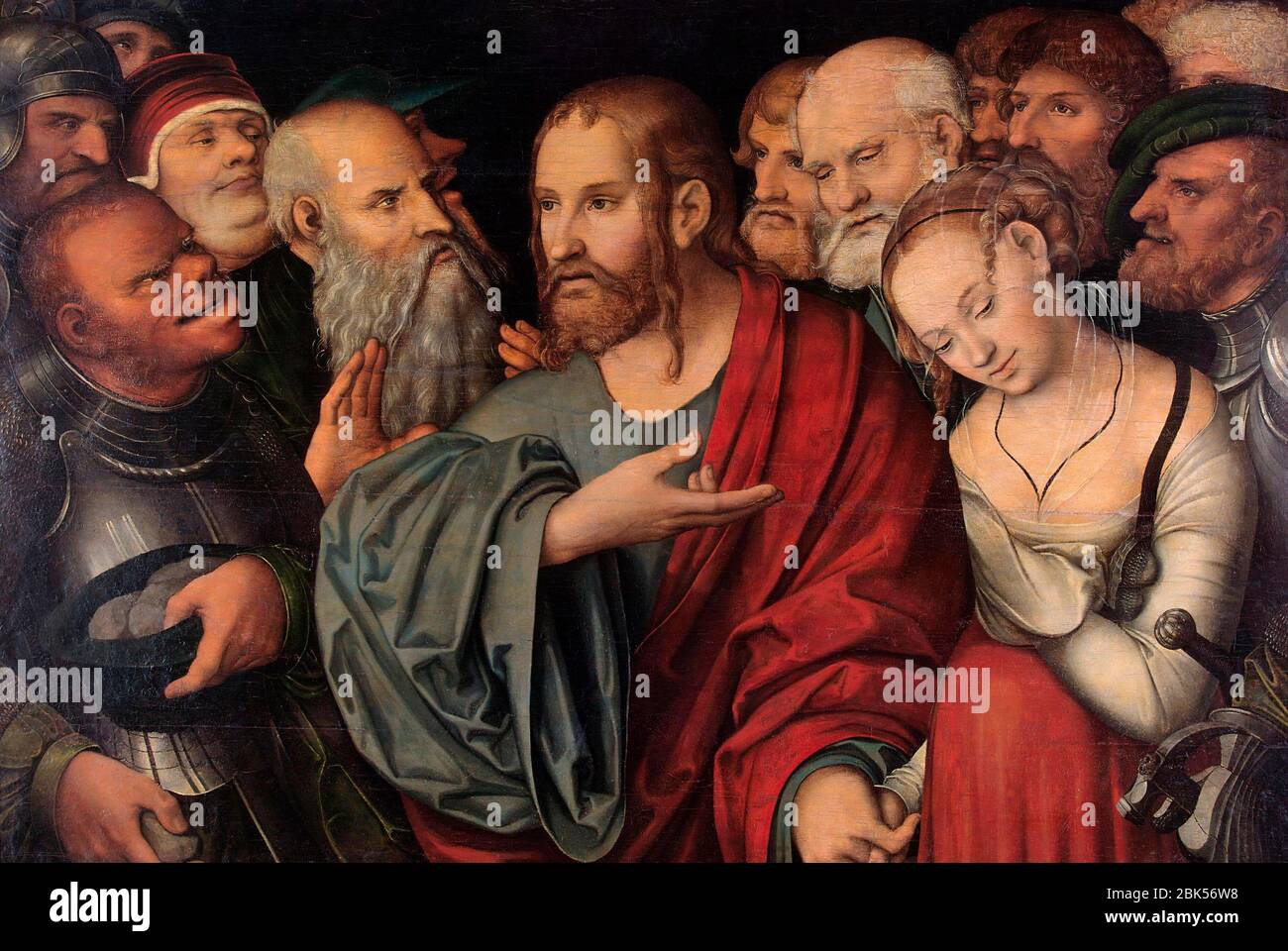 Christ et l'Adulteress - Lucas Cranach le jeune, vers 1532 Banque D'Images
