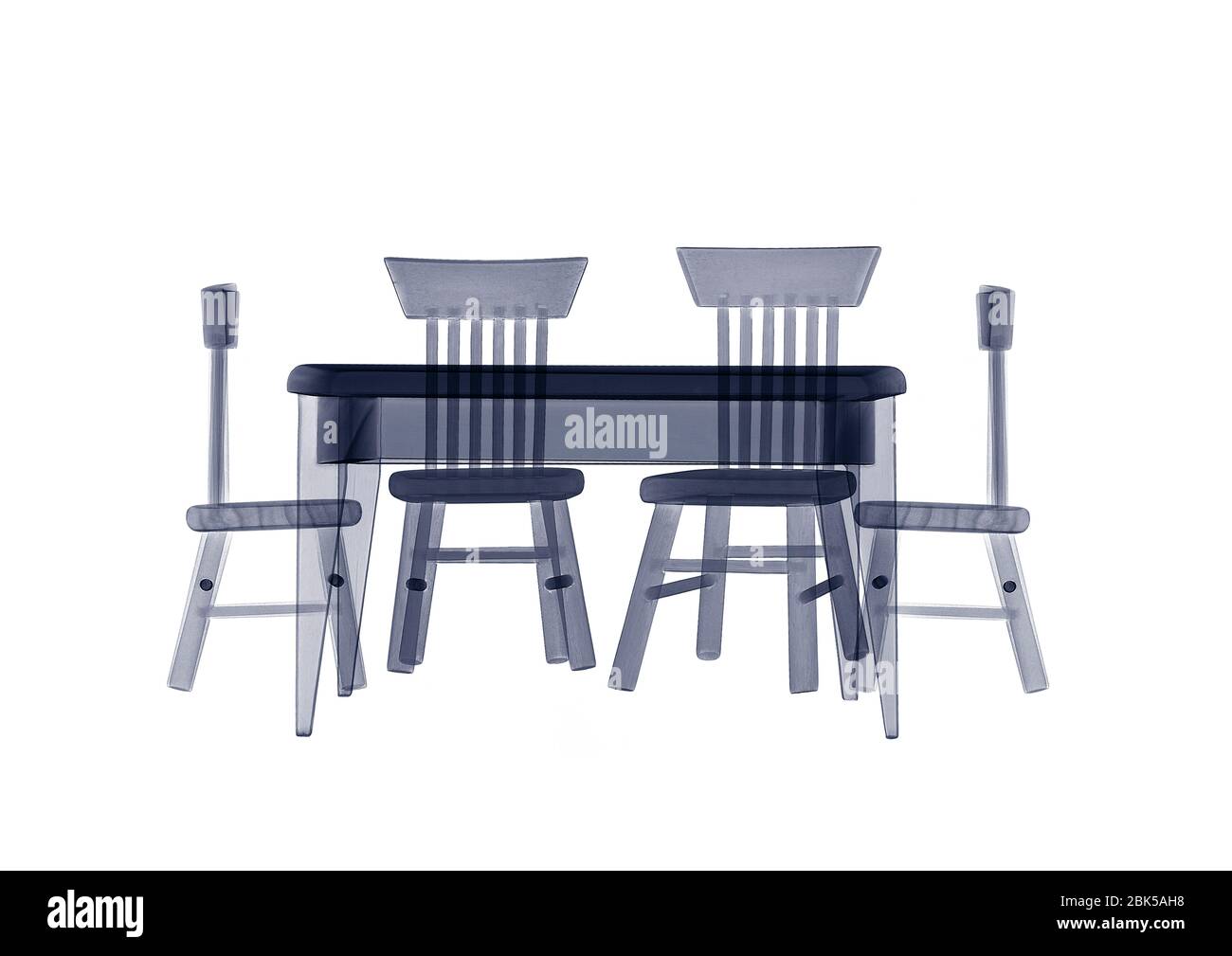Table et chaises de maison de poupée, rayons X. Banque D'Images