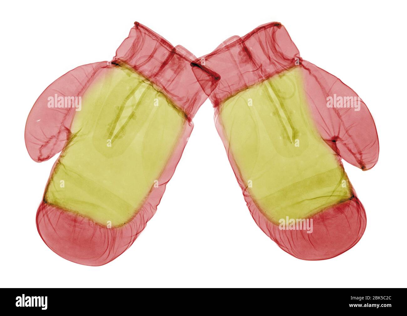 Paire de gants de boxe, radiographie colorée. Banque D'Images