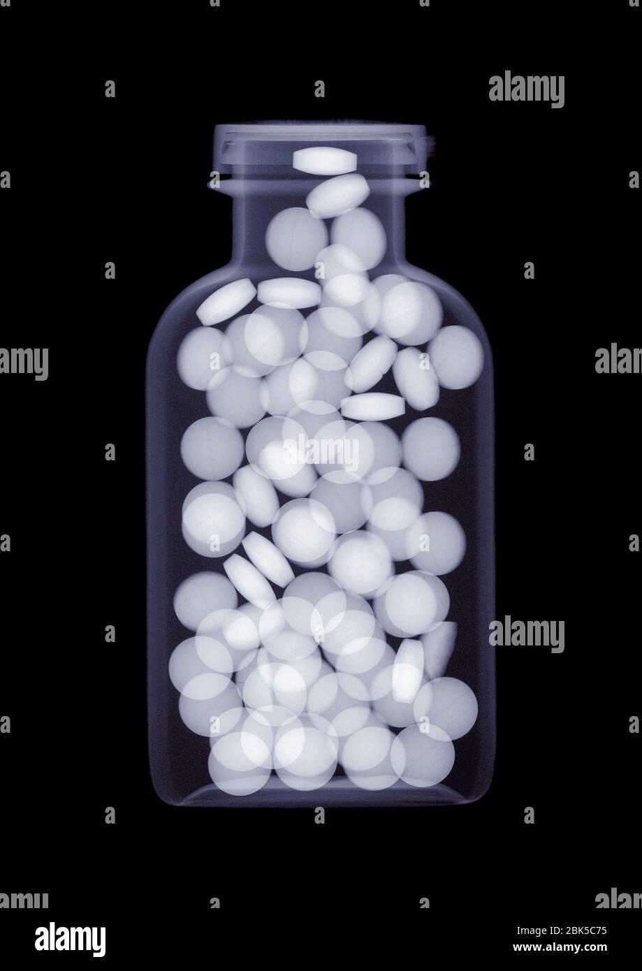 Flacon de pilules, rayons X. Banque D'Images