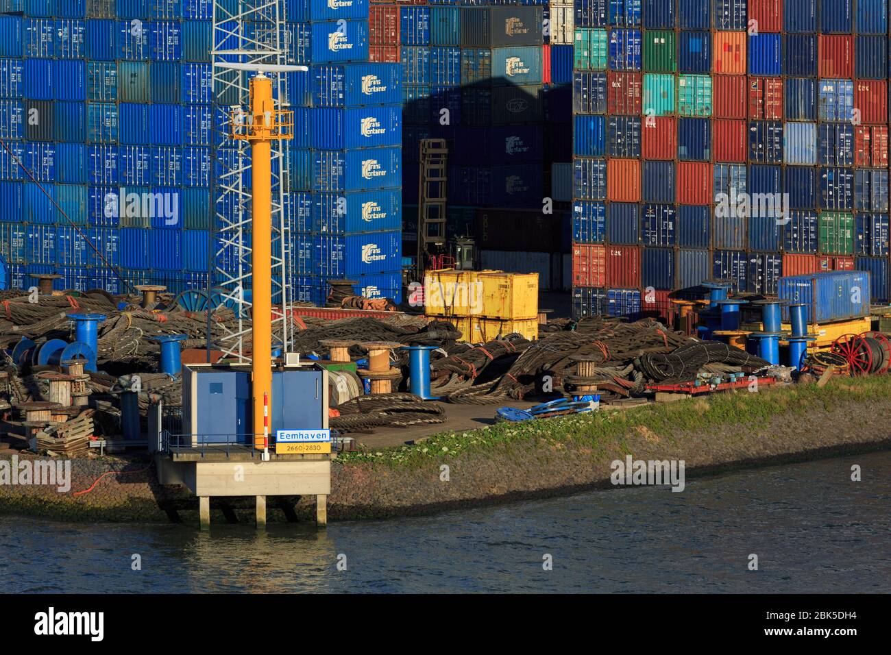 Conteneurs, Port de Rotterdam, Hollande-Méridionale, Pays-Bas, Europe Banque D'Images