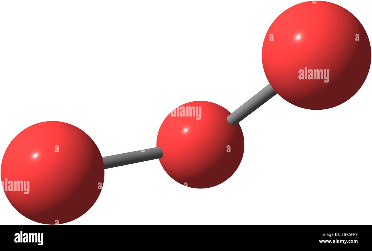L'ozone ou trioxygène est une molécule inorganique dont la formule chimique est O3. C'est un gaz bleu pâle avec une odeur piquante Banque D'Images