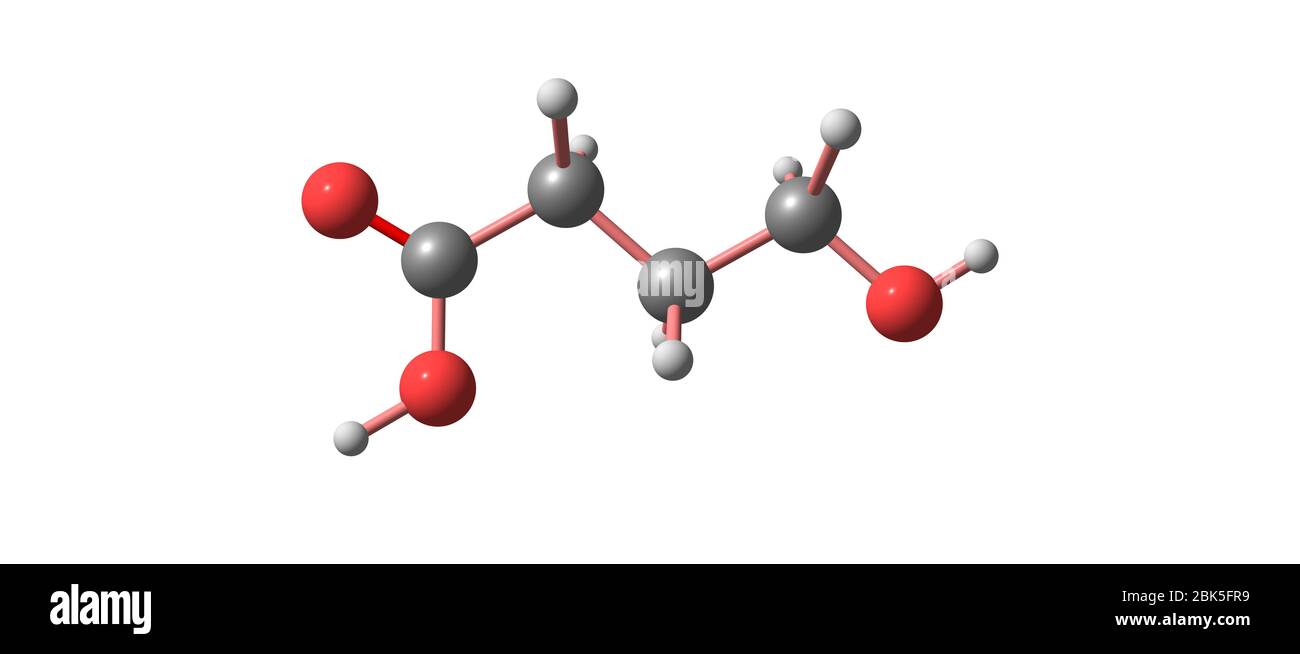 L'acide hydroxybutyrique ou GHB ou l'acide 4-hydroxybutanoïque est un neurotransmetteur naturel et un médicament psychoactif. C'est un précurseur de GABA, glu Banque D'Images