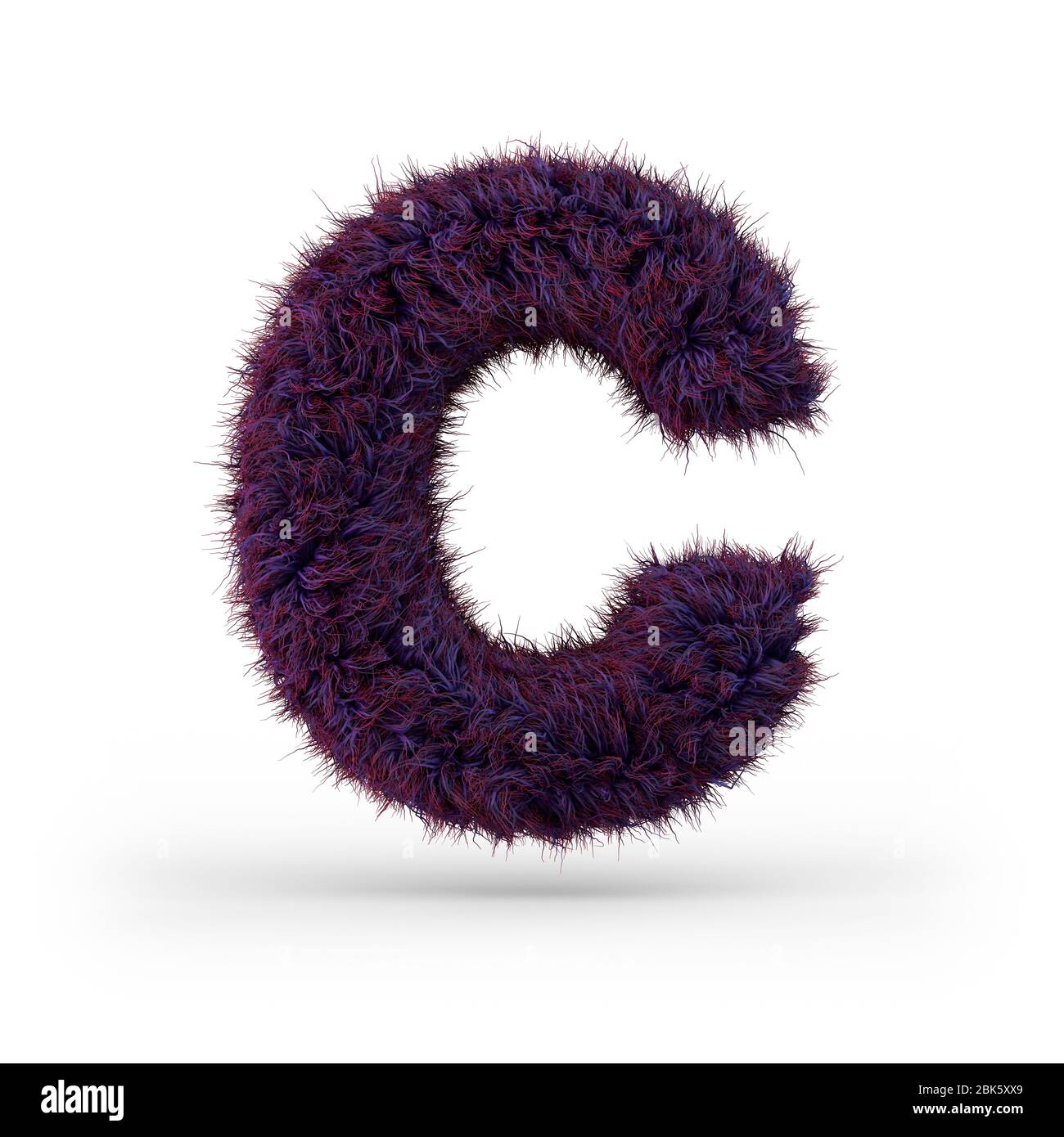 Lettre majuscule C. majuscule. Police violette douce et fourrure. Rendu 3D Banque D'Images