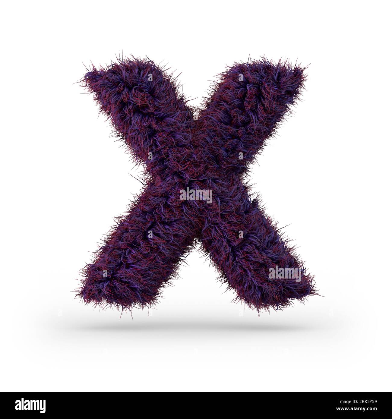 Majuscule X. majuscule. Police violette douce et fourrure. Rendu 3D Banque D'Images
