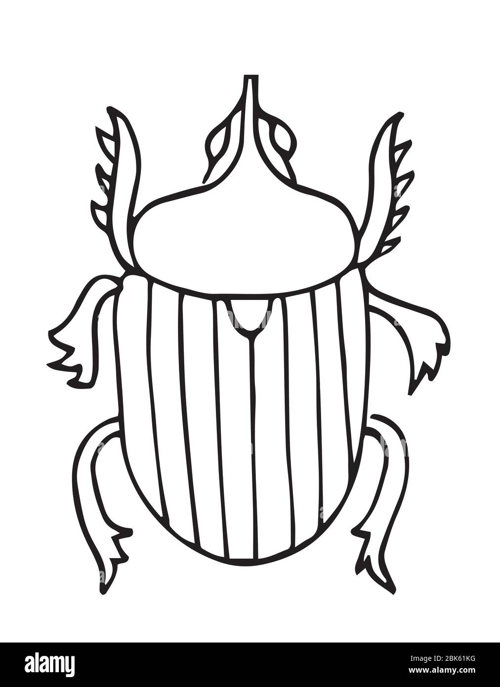 Bug, vecteur de contour d'insecte, icône. Page de coloriage pour les enfants. Collection de bugs exotiques.style de gribouille dessiné à la main,isolé Illustration de Vecteur