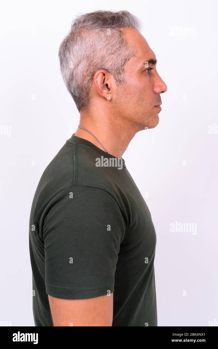 Vue de profil de l'homme persan beau avec des cheveux gris Banque D'Images