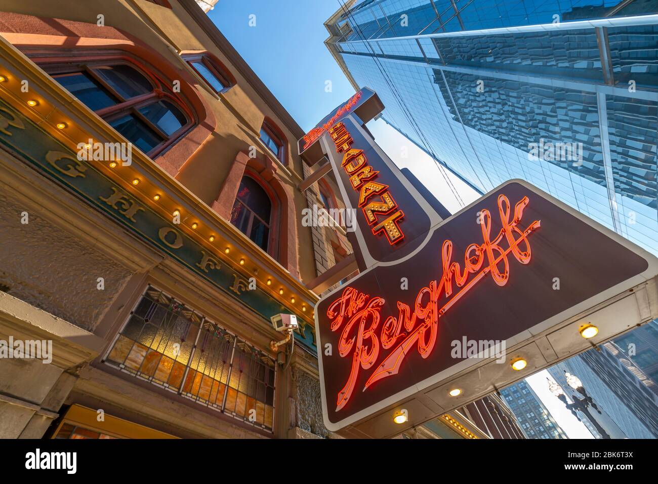 Vue de l'extérieur du centre-ville, Restaurant Berghoff Chicago, Illinois, États-Unis d'Amérique, Amérique du Nord Banque D'Images