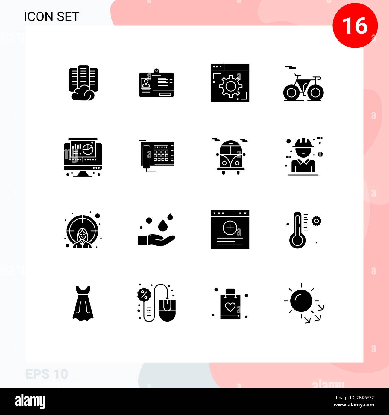 16 icônes créatives signes et symboles modernes de tarte, ordinateur, navigateur, transport, vélo éléments de conception vectoriel éditable Illustration de Vecteur