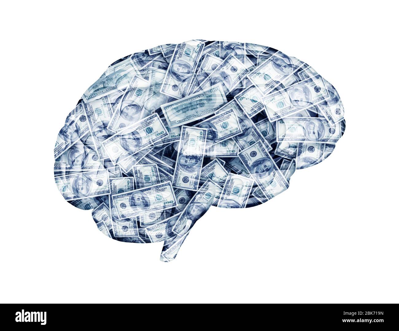 - Vue latérale du cerveau humain rendu 3D bleu isolated on white Banque D'Images