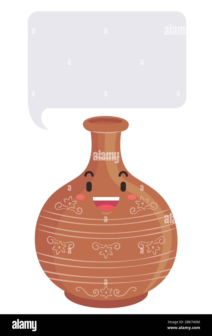 Illustration d'une mascotte de pot d'Earthen parlant avec bulle de parole vierge Banque D'Images