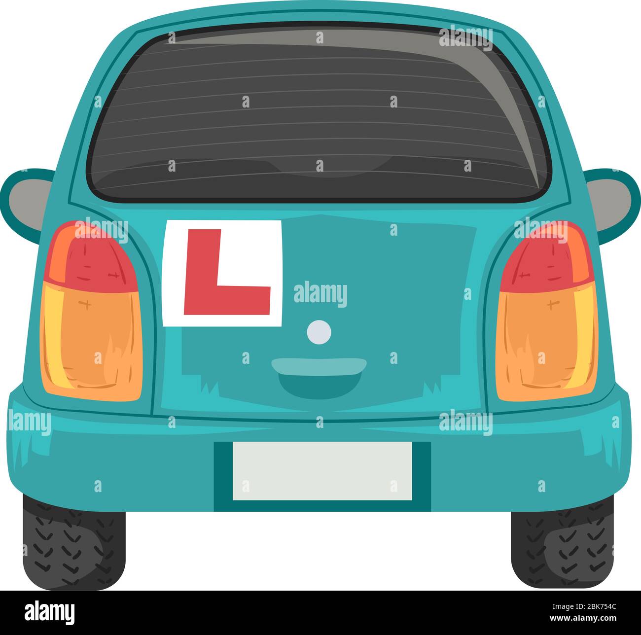 Illustration d'un arrière d'une voiture avec une plaque en L pour un conducteur participant participant sous instruction Banque D'Images