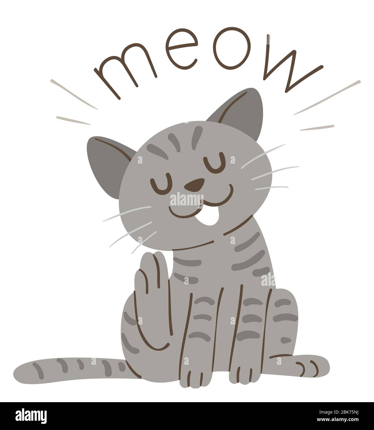 Illustration D Un Chat Qui Raye Sa Tete Et Fait Un Son Meow Photo Stock Alamy
