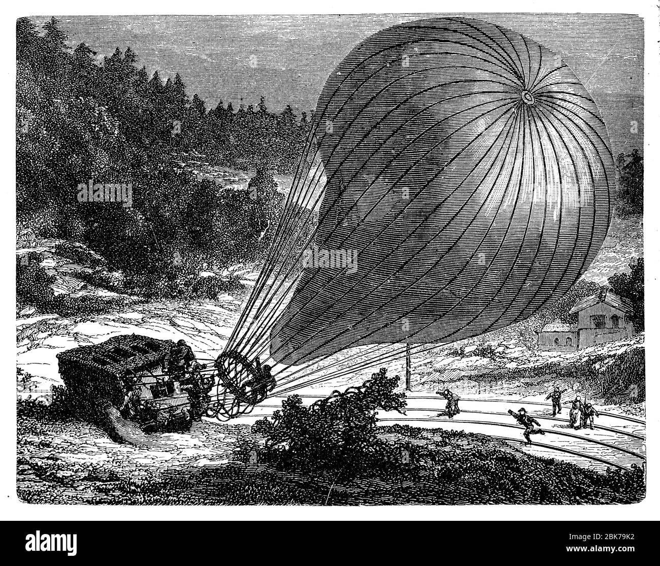 Catastrophe du ballon le Geant de Felix Tournachon, le premier photographe aérien, près de Hanovre en 1863 Banque D'Images
