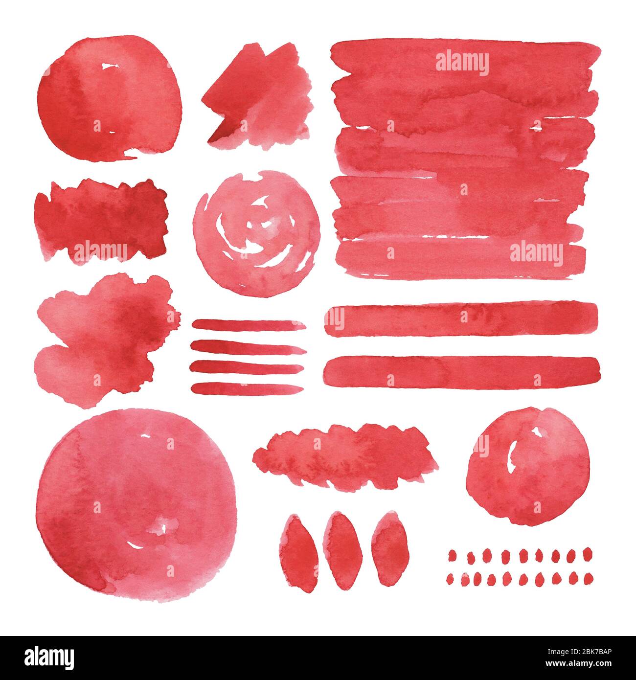 Aquarelle peinte à la main objets rouges abstraits Banque D'Images
