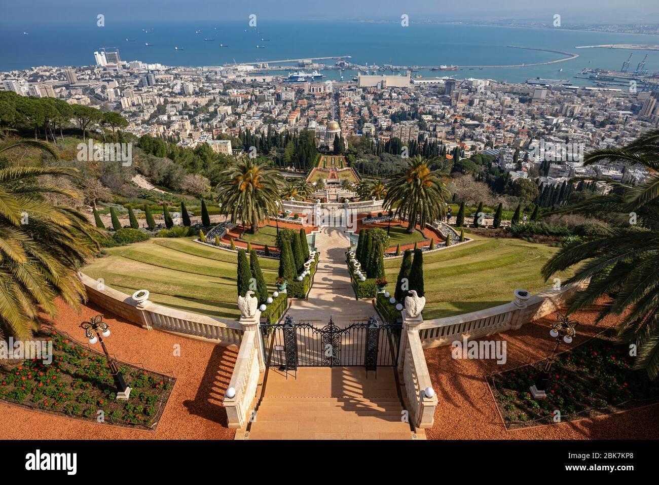 Jardins suspendus de Haïfa sur le Mont Carmel à Haïfa, Israël Banque D'Images