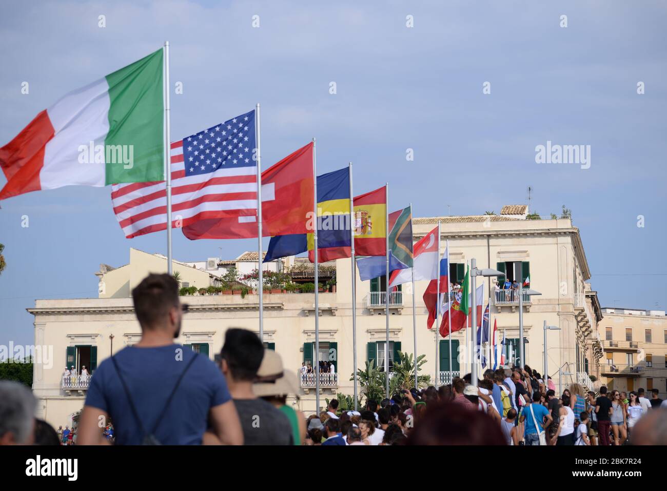 Championnat du monde de Canoe Polo – FINALE Italie contre France – 4 septembre 2016, tenu à Syracuse, dans le magnifique paysage de l'Ortigia. Sicile, Italie Banque D'Images