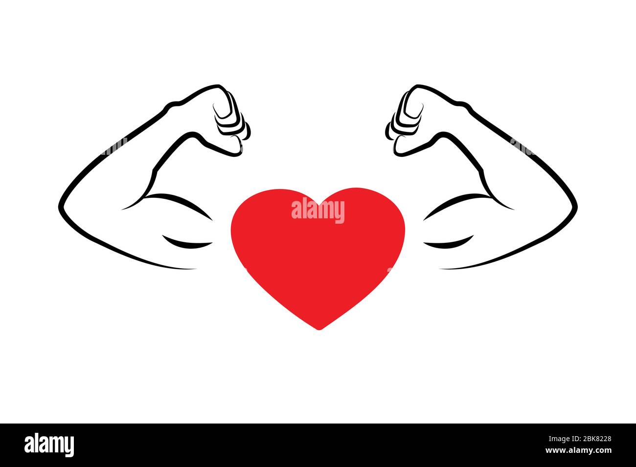 Cœur fort avec bras musculaire illustration vectorielle EPS10 Illustration de Vecteur