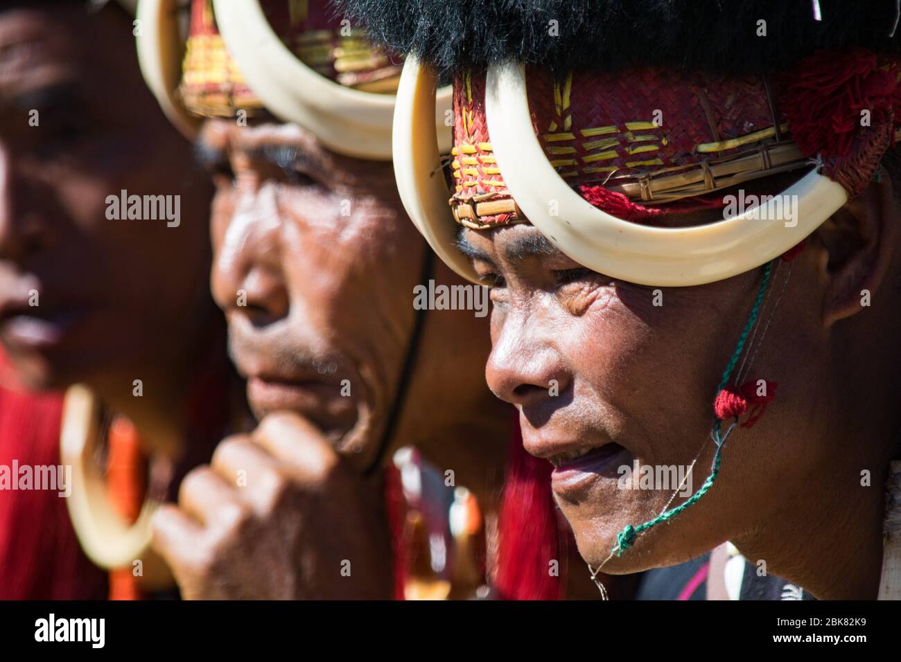 Naga Warriors au festival Hornbill Banque D'Images