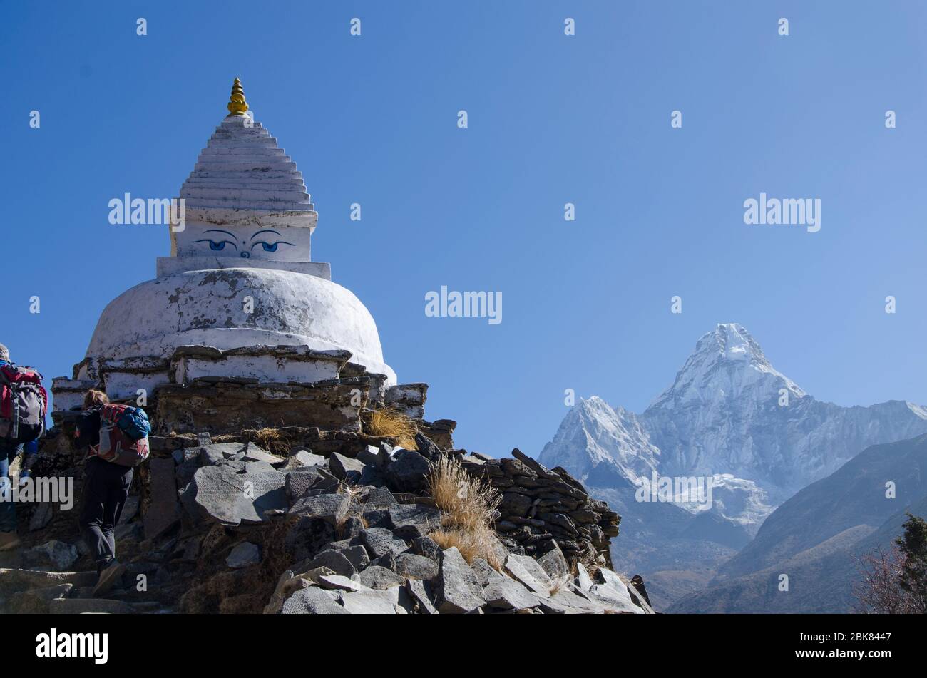 Petit stupa sur le chemin de Namche Bazar à Pangboche (Everest Trek) Banque D'Images Petit stupa sur le chemin de Namche Bazar à Pangboche (Everest Trek) Banque D'Images