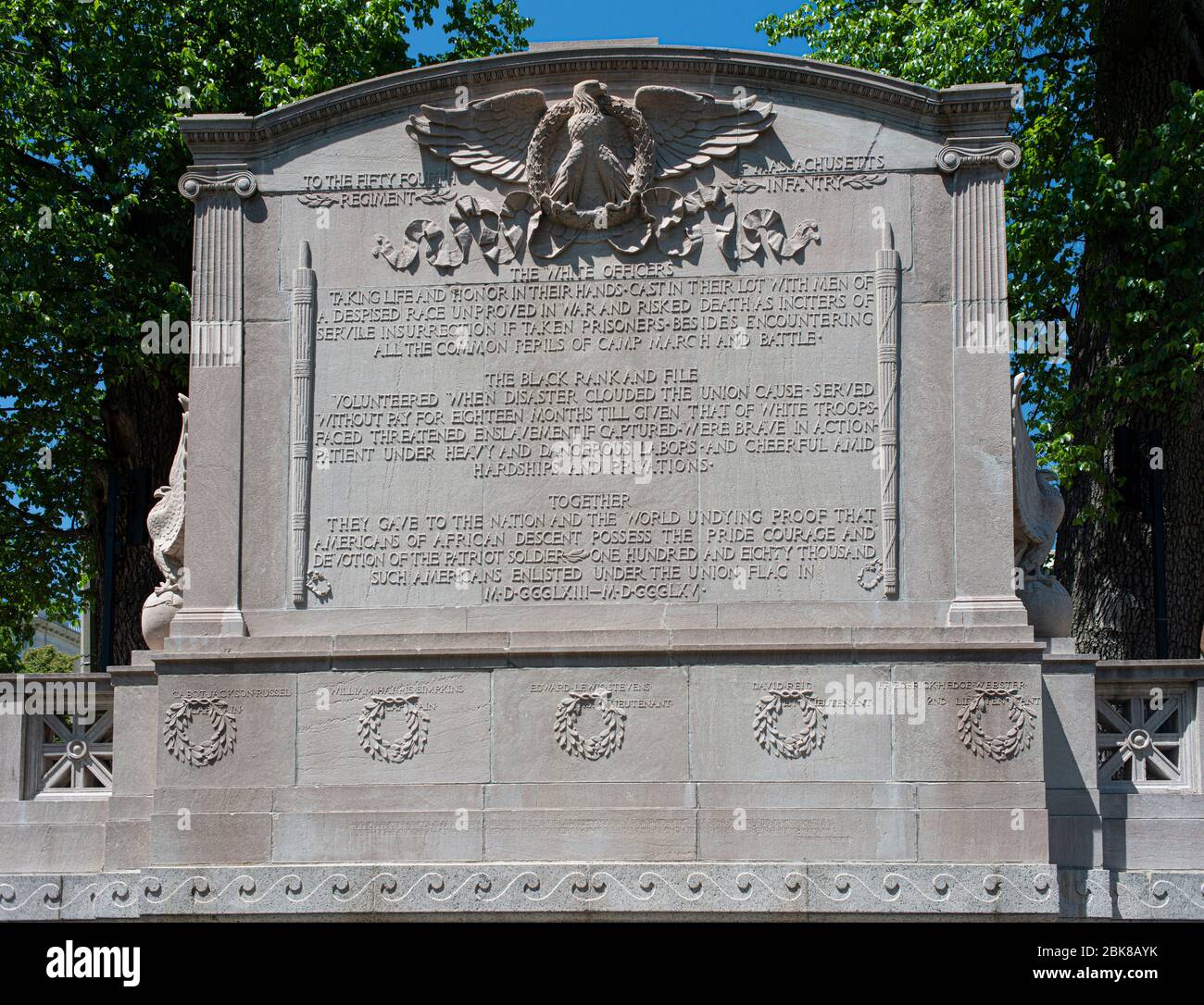 Découper le Monument au 54ème régiment des volontaires afro-américains de la guerre civile à Boston Banque D'Images