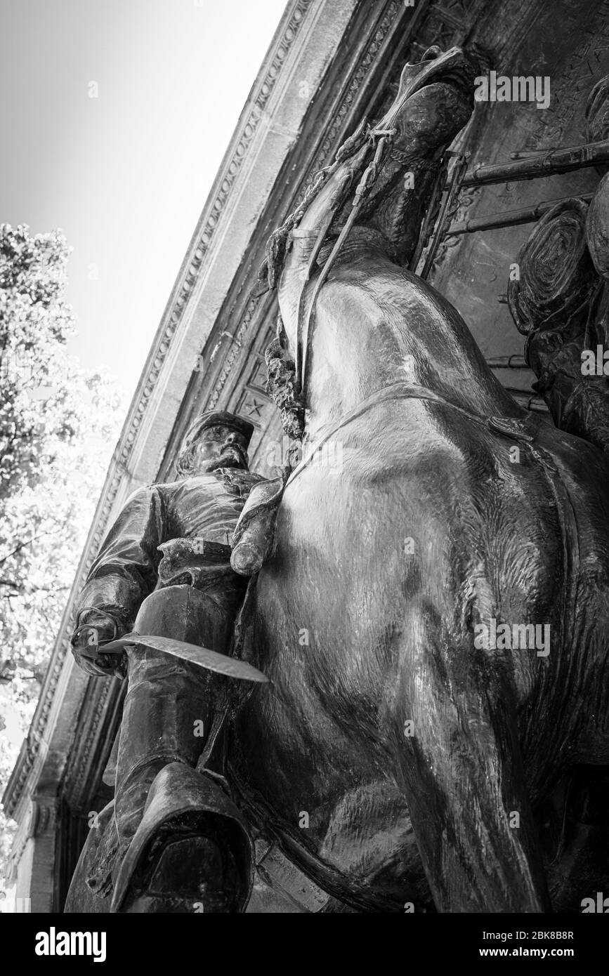 Le colonel Robert Gould Shaw sur le Monument du 54ème régiment des volontaires afro-américains de la guerre civile dans le Boston appelé Tell it with Pride Banque D'Images