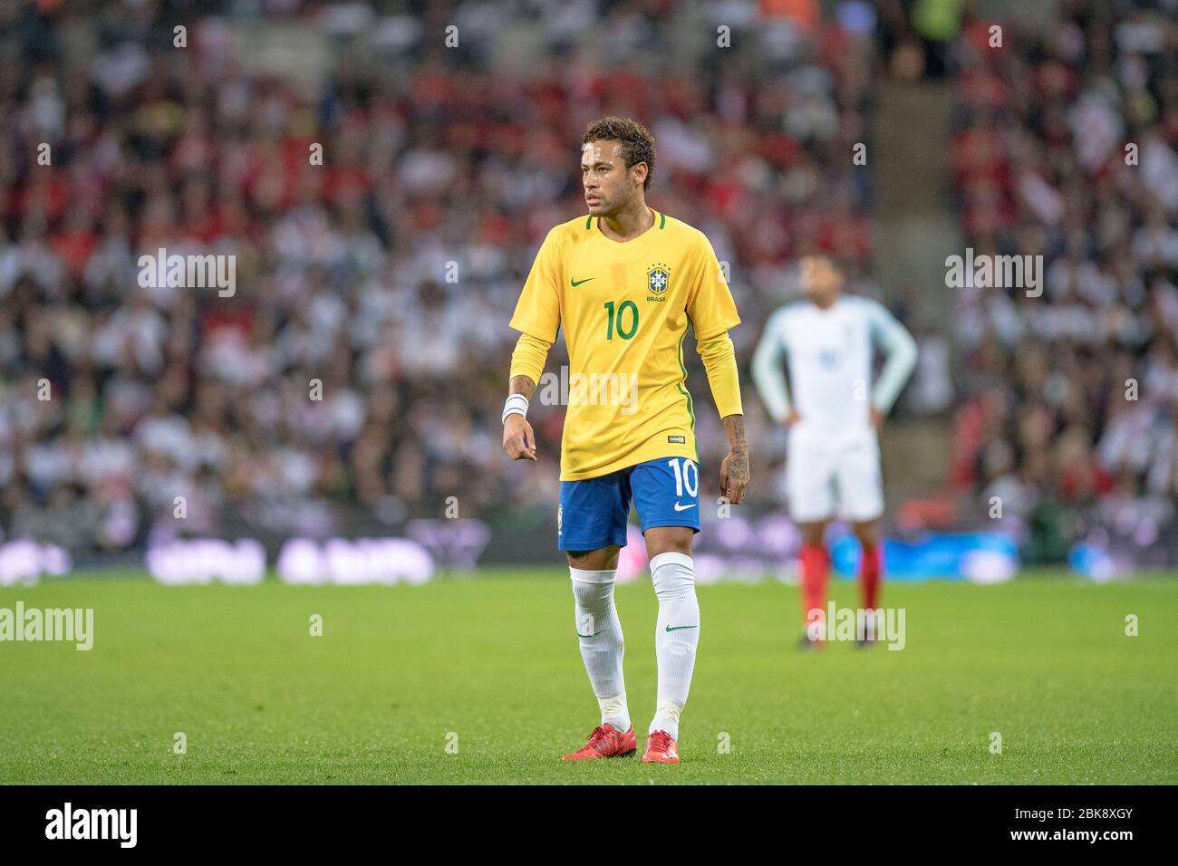 Équipe nationale du Brésil à Wembley en match contre l'Angleterre Banque D'Images